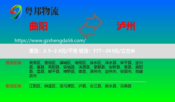 曲阳县到泸州物流
