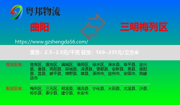 曲阳县到梅列区物流专线