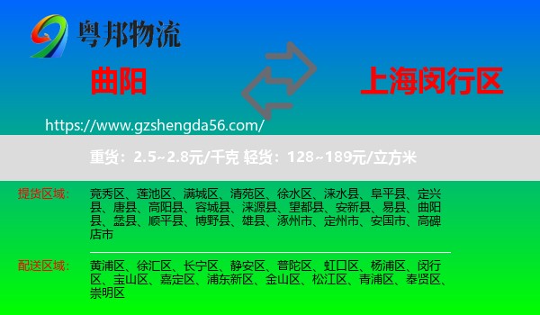 曲阳县到闵行区物流