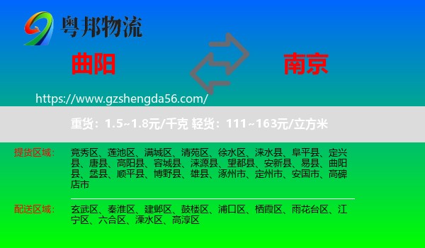 曲阳县到南京专线