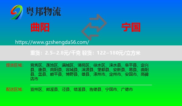 曲阳县到宁国市物流专线