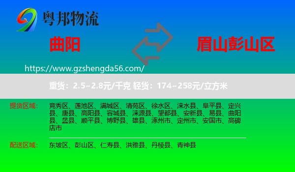 曲阳县到彭山区物流专线