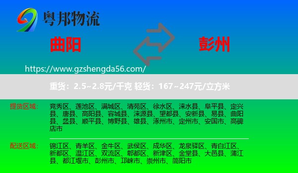 曲阳县到彭州市物流专线