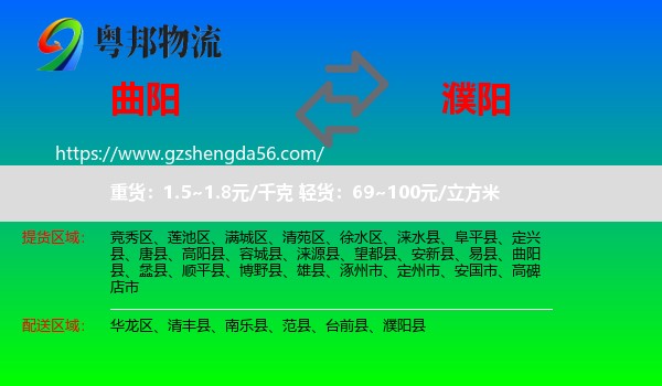 曲阳县到濮阳物流