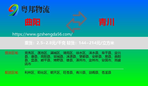 曲阳县到青川县物流专线