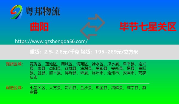 曲阳县到七星关区物流专线