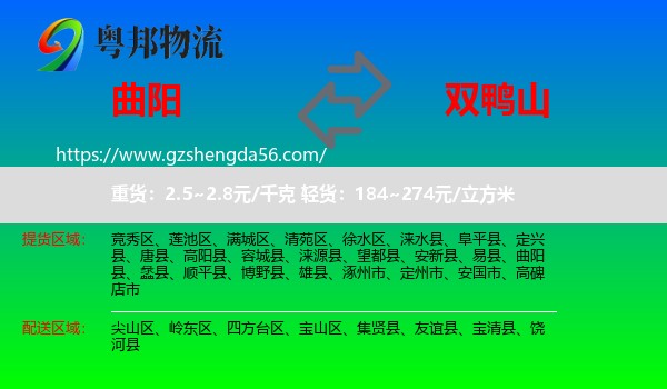曲阳县到双鸭山物流