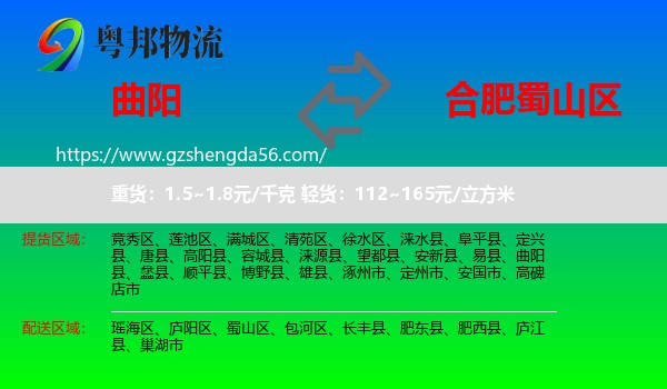 曲阳县到蜀山区物流专线