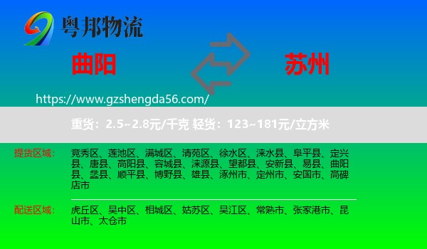 曲阳县到苏州物流