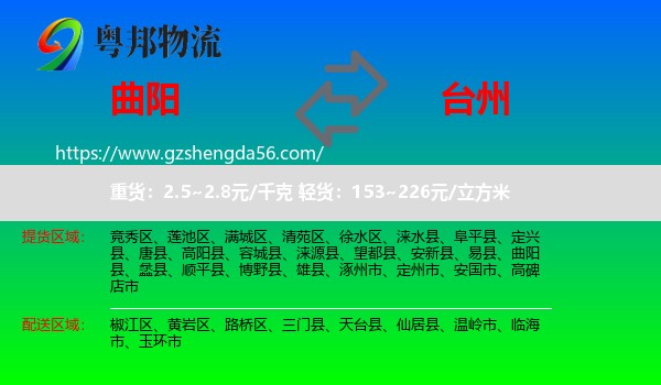 曲阳县到台州物流