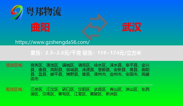 曲阳县到武汉专线