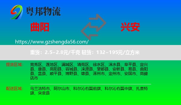 曲阳县到兴安盟物流