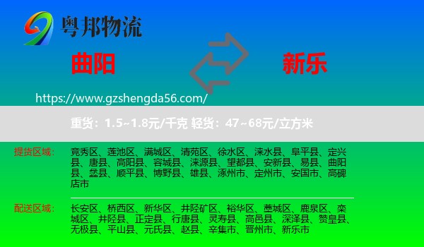 曲阳县到新乐市物流专线