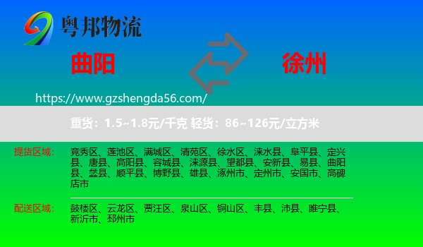 曲阳县到徐州物流