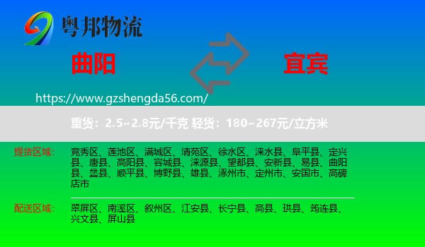 曲阳县到宜宾物流