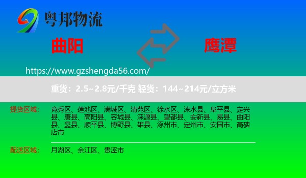 曲阳县到鹰潭物流