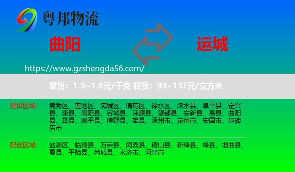 曲阳县到运城物流