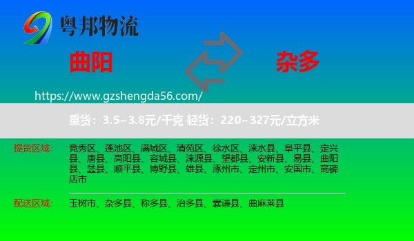 曲阳县到杂多县物流专线
