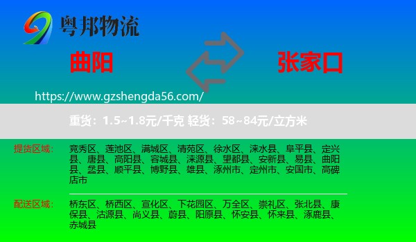 曲阳县到张家口物流