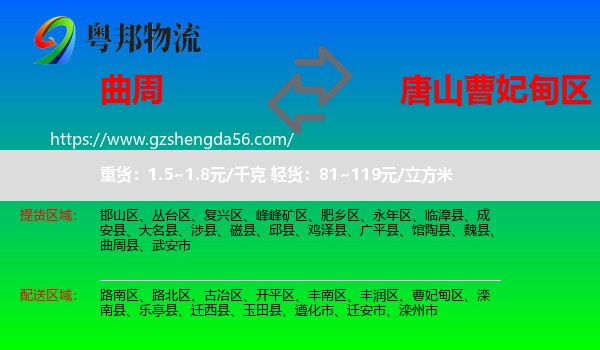 曲周县到曹妃甸区物流专线