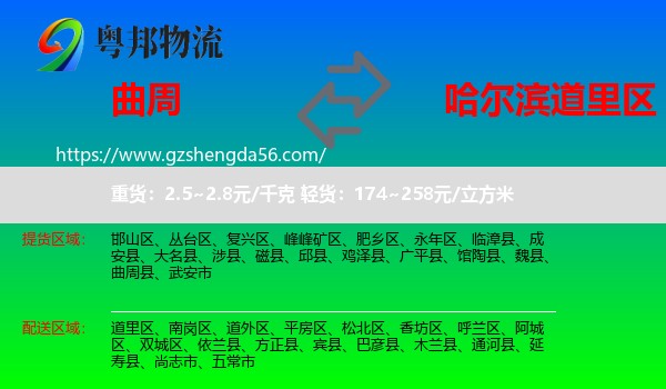曲周县到道里区物流专线