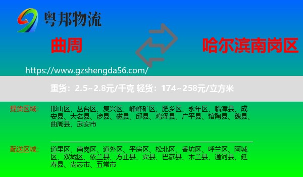曲周县到南岗区物流专线