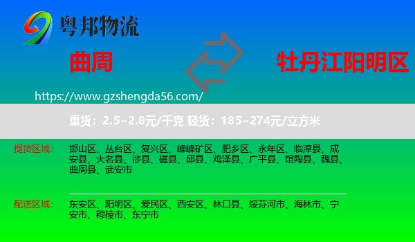 曲周县到阳明区物流专线