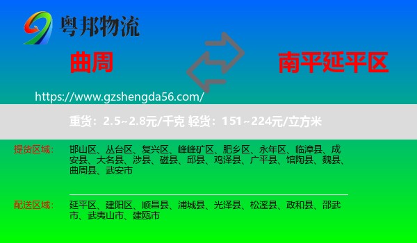 曲周县到延平区物流专线
