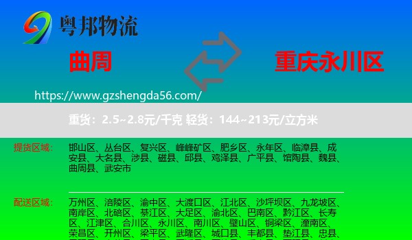 曲周县到永川区物流专线