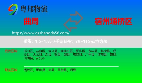 曲周县到埇桥区物流专线