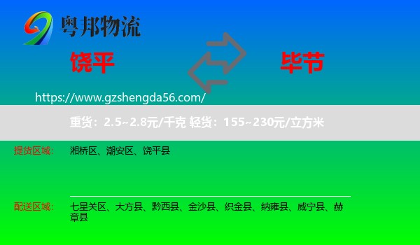 饶平县到毕节物流专线