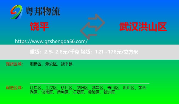 饶平县到洪山区物流专线