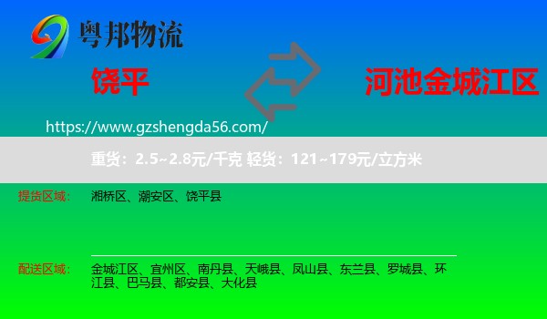 饶平县到金城江区物流专线