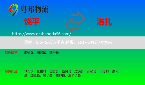 饶平县到洛扎县物流专线