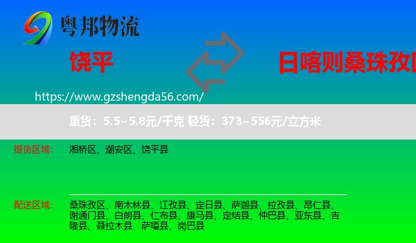 饶平县到桑珠孜区物流专线