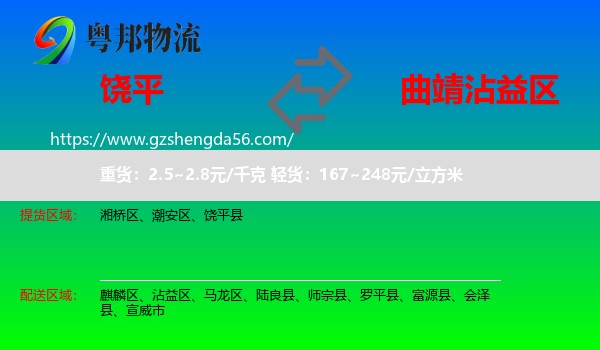 饶平县到沾益区物流专线