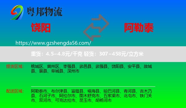 饶阳县到阿勒泰物流专线