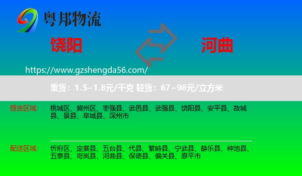 饶阳县到河曲县物流专线