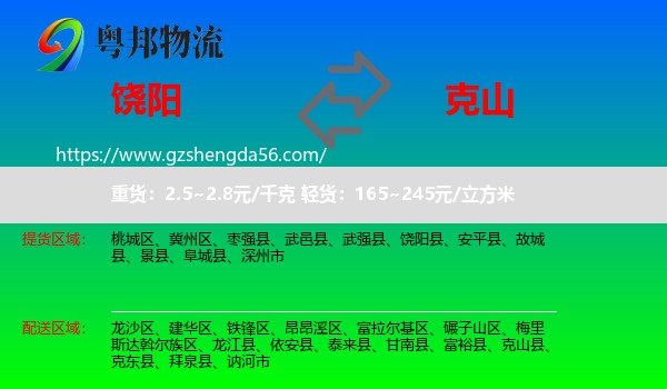 饶阳县到克山县物流专线