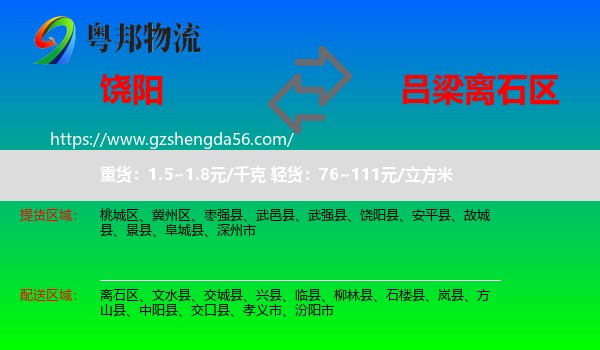饶阳县到离石区物流专线