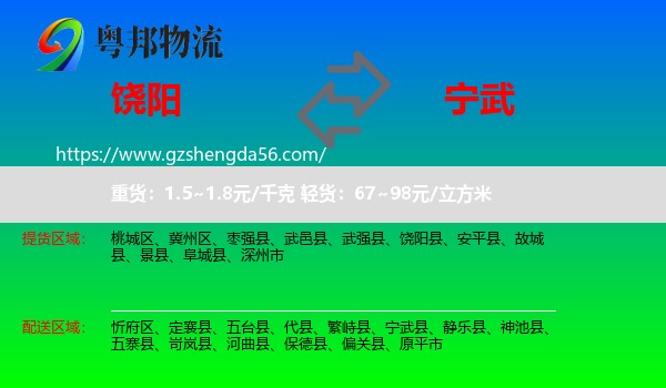 饶阳县到宁武县物流专线