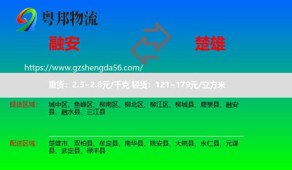 融安县到楚雄物流
