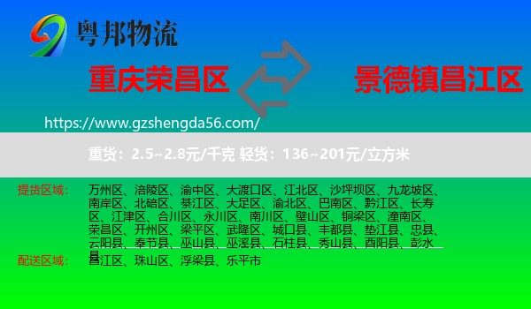 荣昌区到昌江区物流专线
