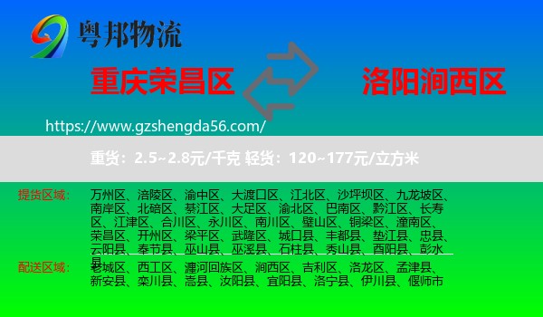 荣昌区到涧西区物流专线