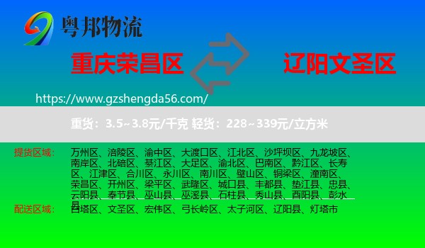 荣昌区到文圣区物流专线