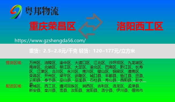 荣昌区到西工区物流专线