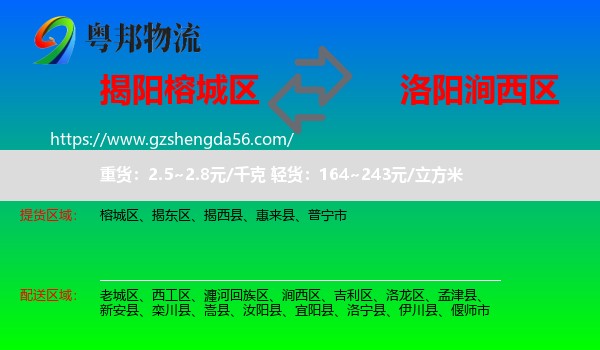 榕城区到涧西区物流专线
