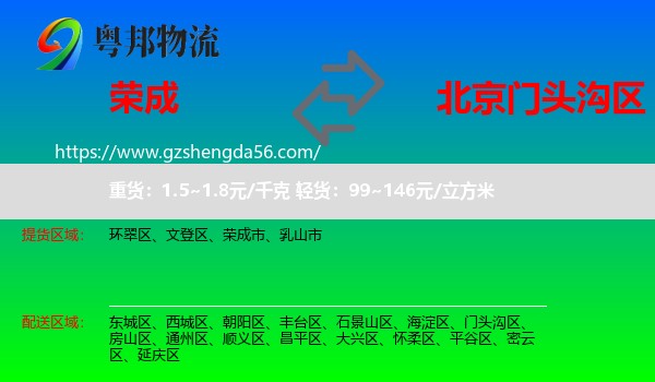 荣成市到门头沟区物流专线