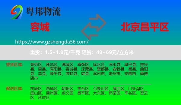 容城县到昌平区物流