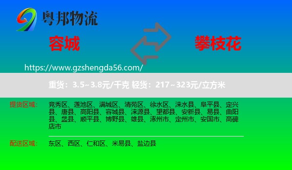 容城县到攀枝花物流